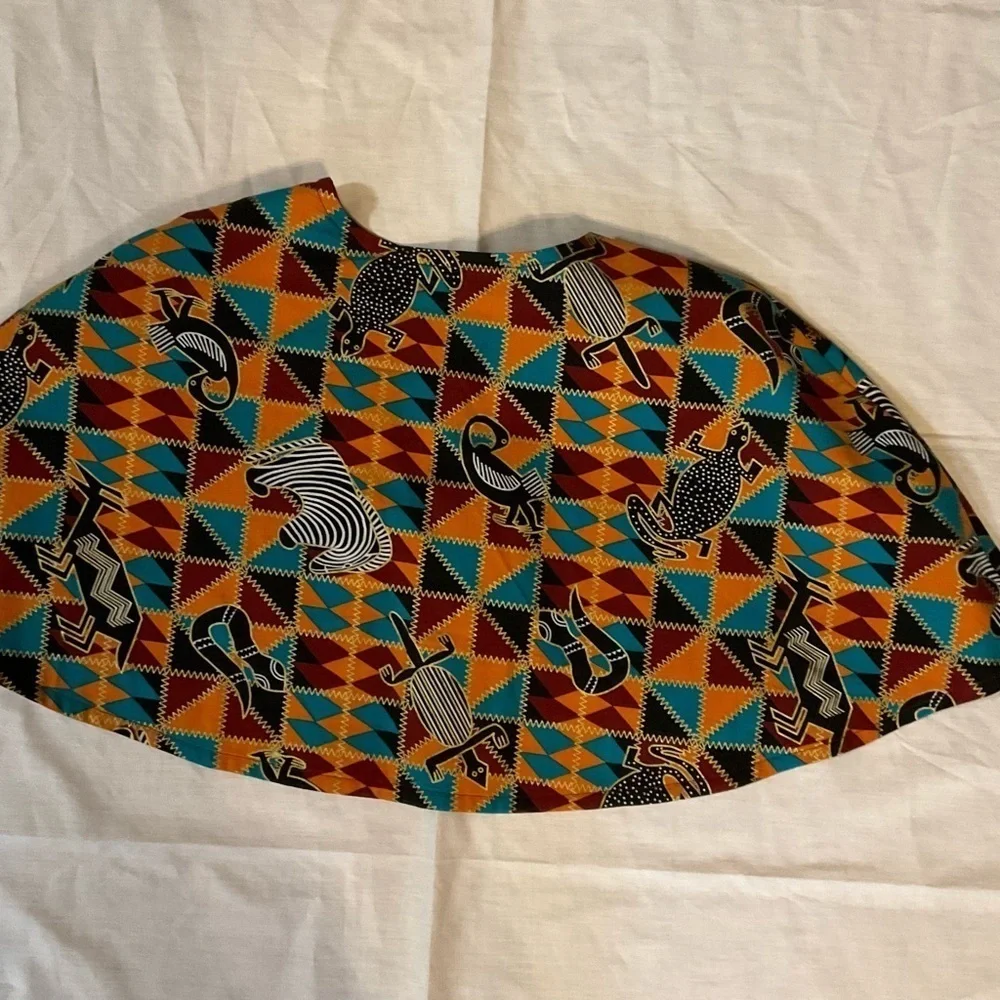 Hand Crafted Ankara African Print Capelet Sz. 16 Burgundy Turquoise Orange Lined